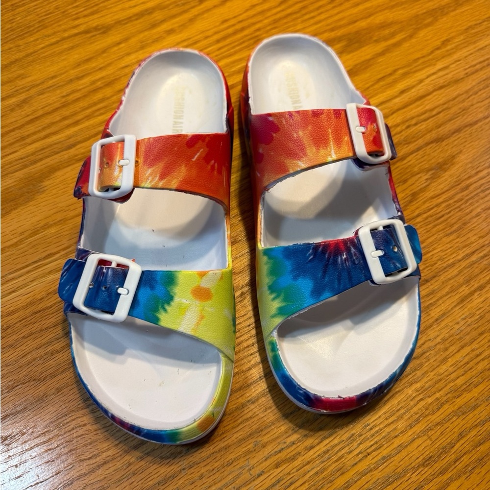 Curated Cushionaire Slide Sandals Women’s Size 10 Tie Dye Double Buckle - Picture 4 of 6